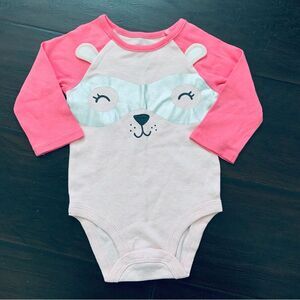 6m. NWT Carter's Baby Girl Cute Barbie Pink Superhero Puppy Long Sleeve Bodysuit